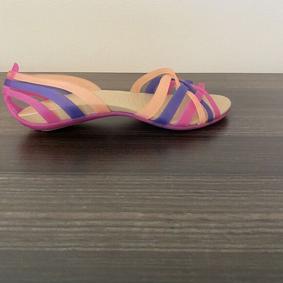 CROCS Huarache ladies Orange & Pink Jelly Open Toe Sandals Women 8 Resort Beach - Picture 7 of 12